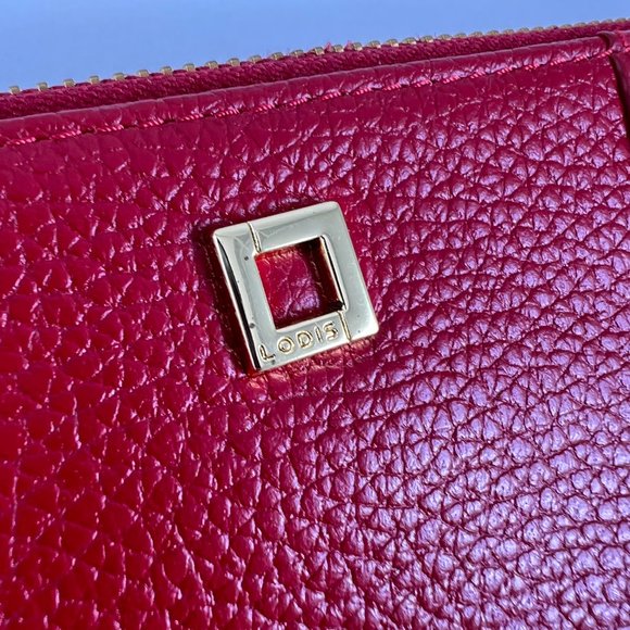 Genuine Leather Lodis Red Zipper Wristlet - Picture 4 of 13